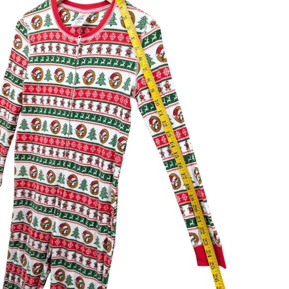 Buc-ees Christmas Pajamas Kids Red White Green Striped Waffle Knit 1 Piece Sz M - Picture 9 of 12